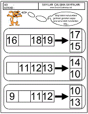 okul öncesi sıradaki sayıyı bulma çalışma sayfaları